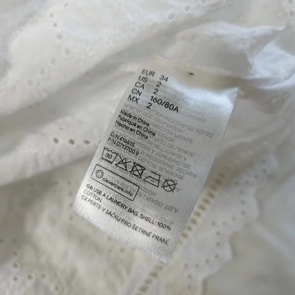 Divided H&M White Cotton Short Sleeve Eyelet Blouse Top - Picture 5 of 5